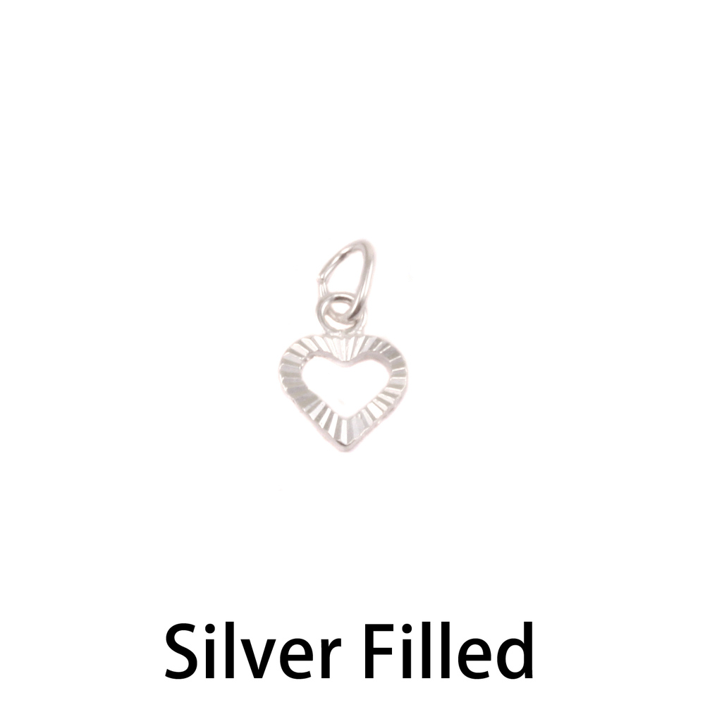 Charms & Solderable Accents Silver Filled Diamond Cut Heart Charm